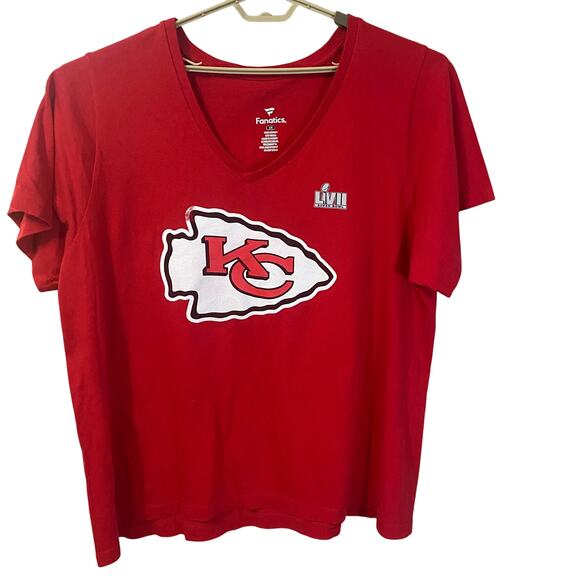 Kansas City Chiefs Womens V-Neck Shirt Patrick Mahomes #15 Super Bowl NFL Red 3X - Picture 2 of 5